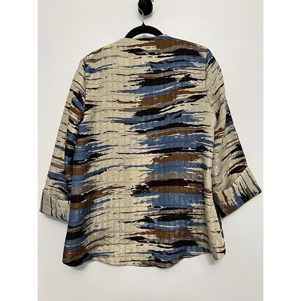 IC By Connie K Tunic Jacket Womens Medium Cream Blue Multicolor Lightweight USA - Picture 6 of 14